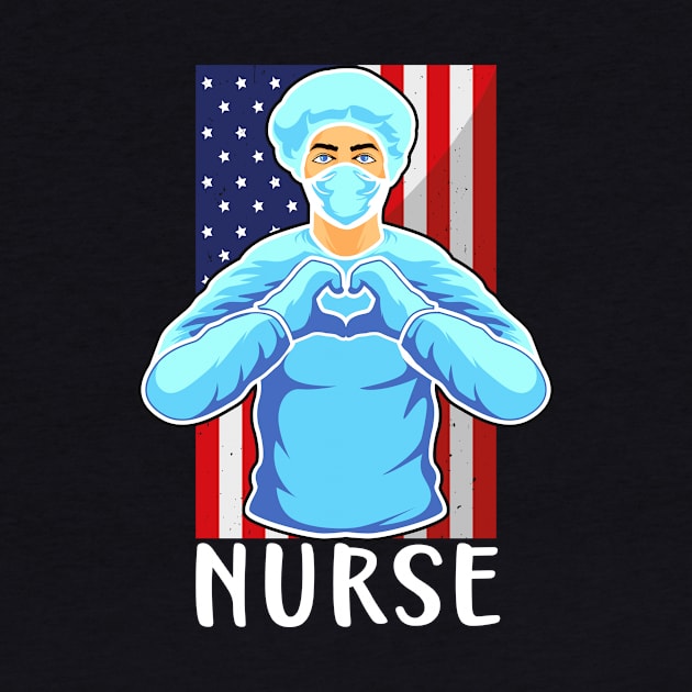 Nurse Heart USA Flag Nursing Hospital Medicine Doc by Foxxy Merch